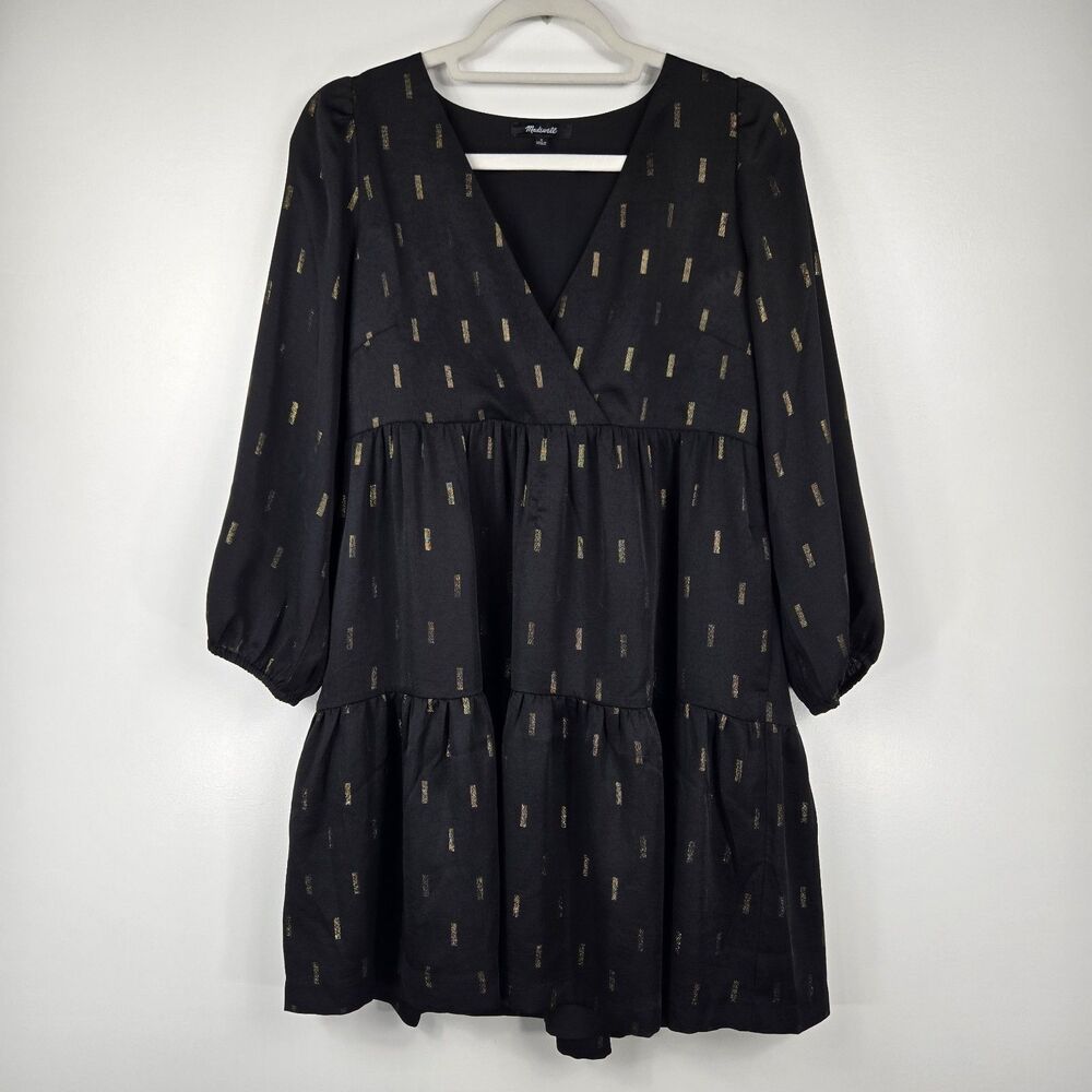 Madewell Women's Size Small Metallic Jacquard Tiered Mini Dress